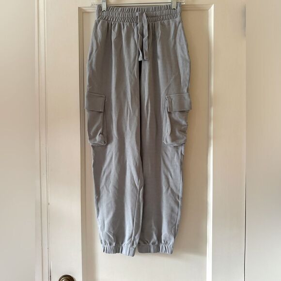 Zara gray midweight plush elastic waist cargo style joggers M - Picture 1 of 7